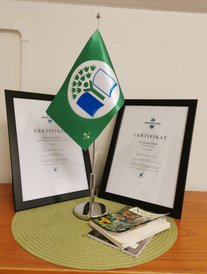 diplom i ram, bordsflagga - grön flagg